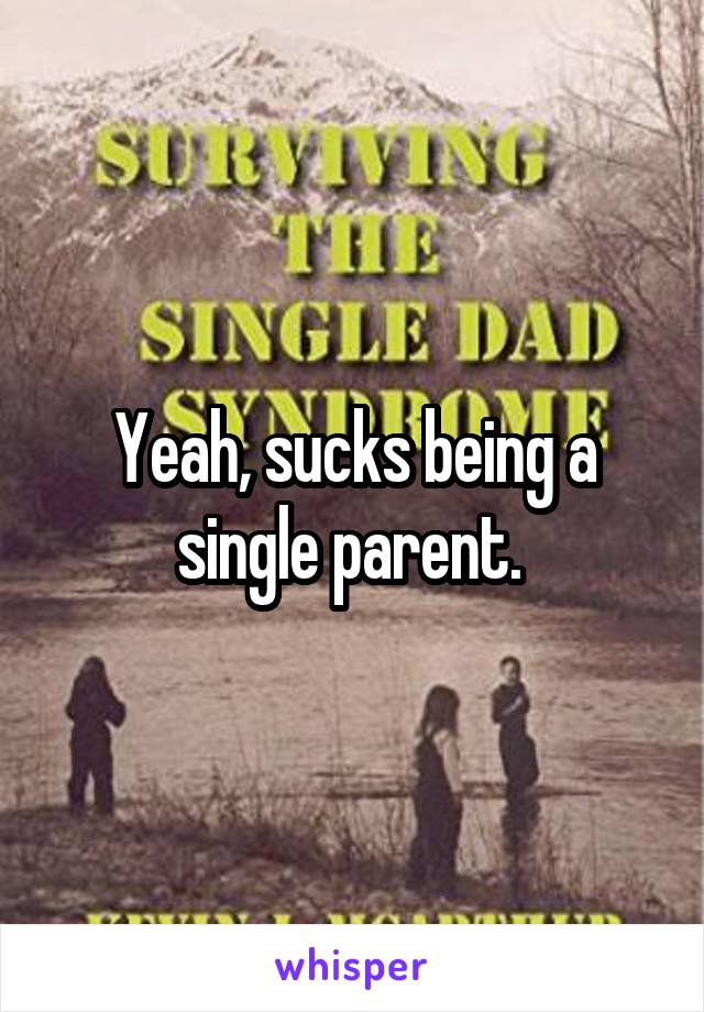 Yeah, sucks being a single parent. 