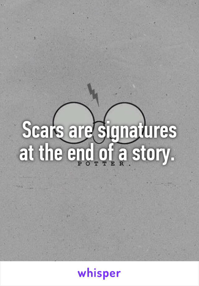 Scars are signatures at the end of a story. 