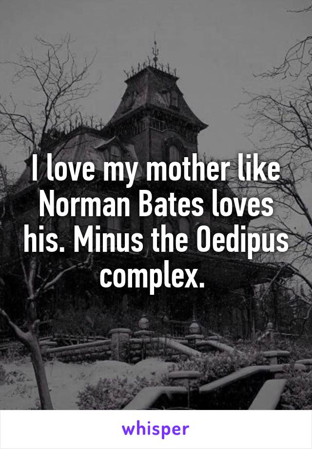 I love my mother like Norman Bates loves his. Minus the Oedipus complex. 