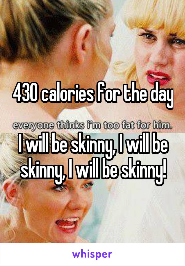 430 calories for the day

I will be skinny, I will be skinny, I will be skinny!