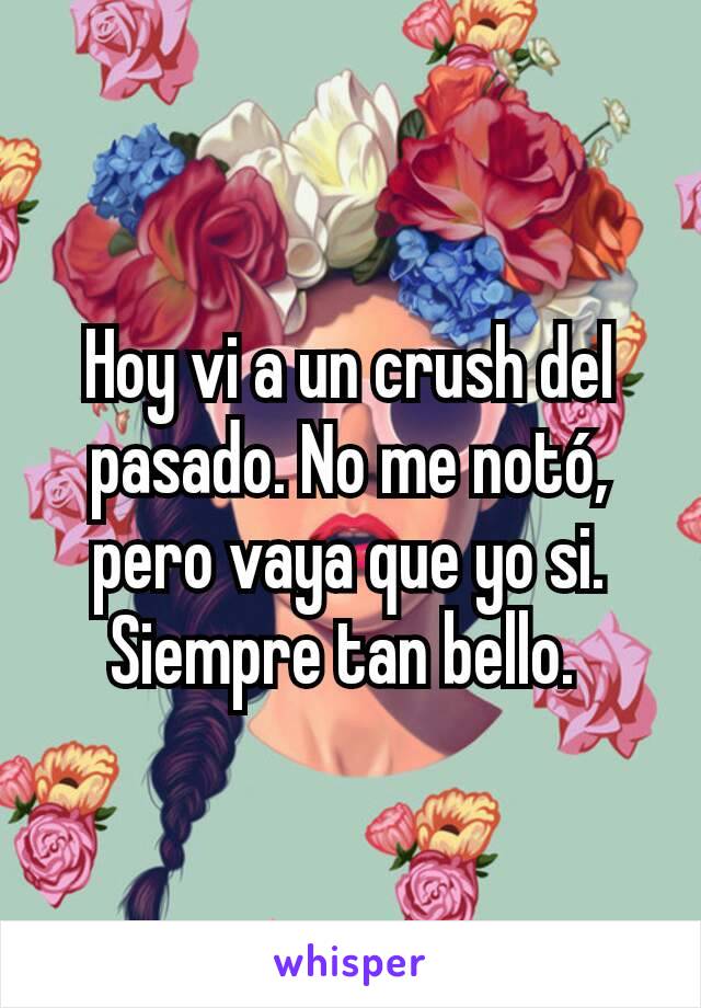 Hoy vi a un crush del pasado. No me notó, pero vaya que yo si. Siempre tan bello. 