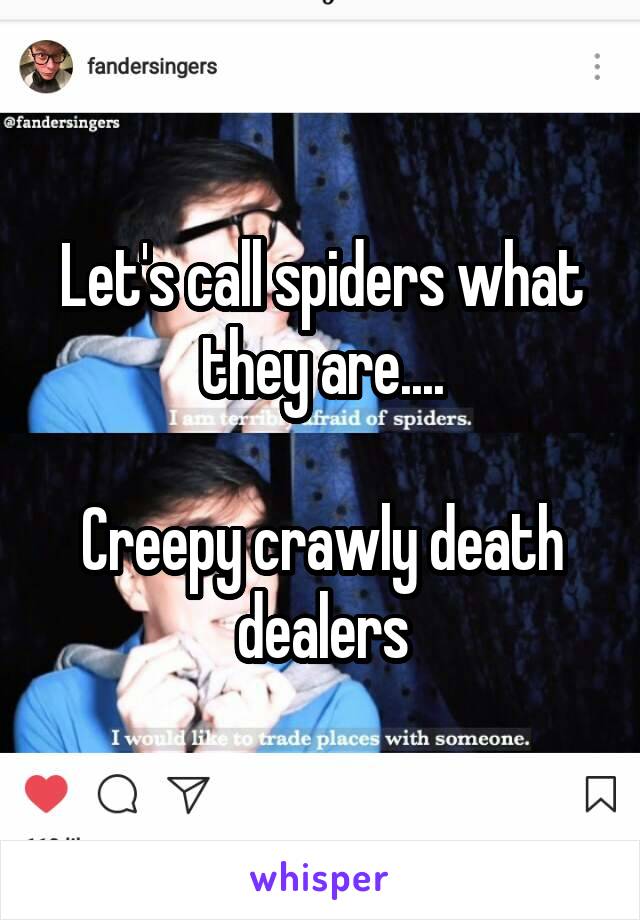 Let's call spiders what they are....

Creepy crawly death dealers