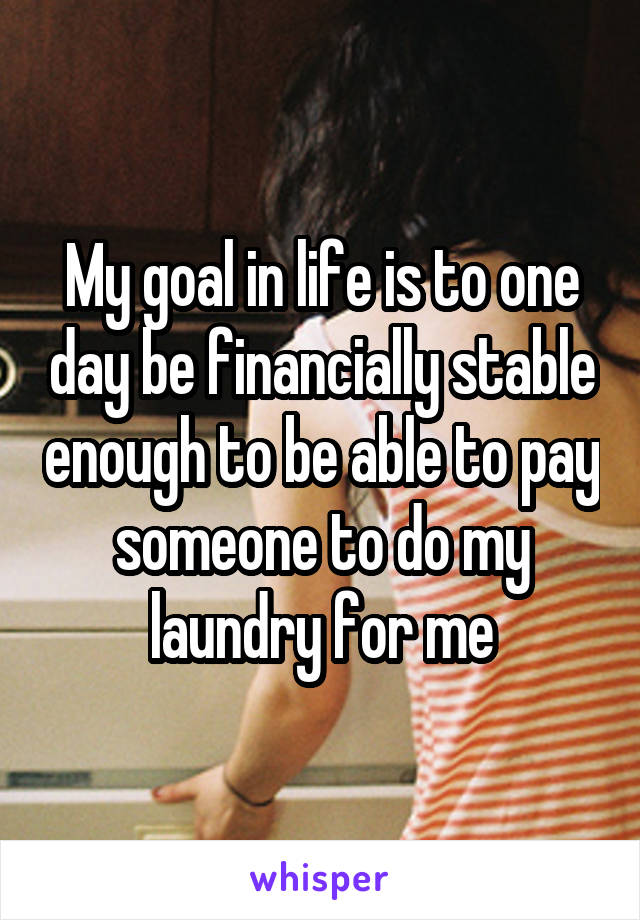 My goal in life is to one day be financially stable enough to be able to pay someone to do my laundry for me