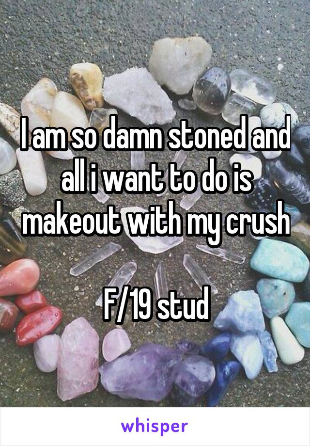 I am so damn stoned and all i want to do is makeout with my crush

F/19 stud