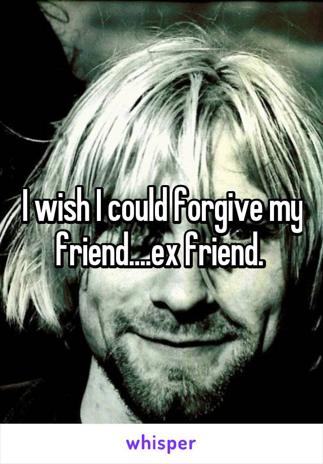 I wish I could forgive my friend....ex friend. 