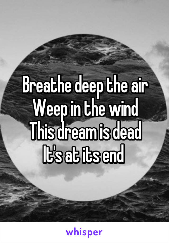 Breathe deep the air
Weep in the wind
This dream is dead
It's at its end 