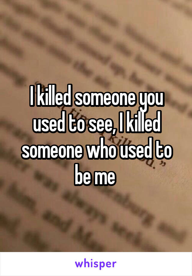 I killed someone you used to see, I killed someone who used to be me 