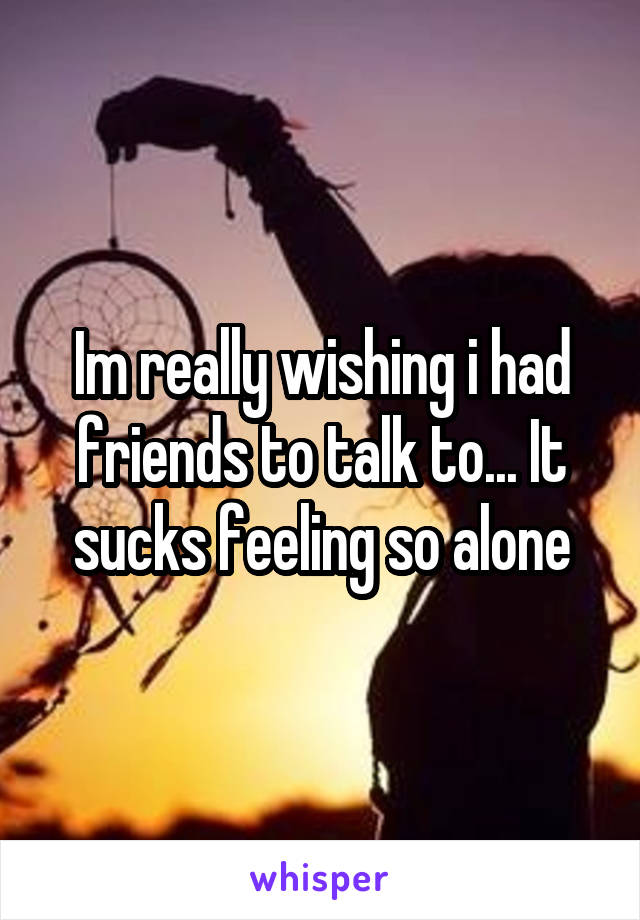 Im really wishing i had friends to talk to... It sucks feeling so alone