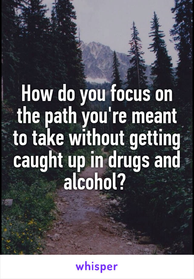 How do you focus on the path you're meant to take without getting caught up in drugs and alcohol? 