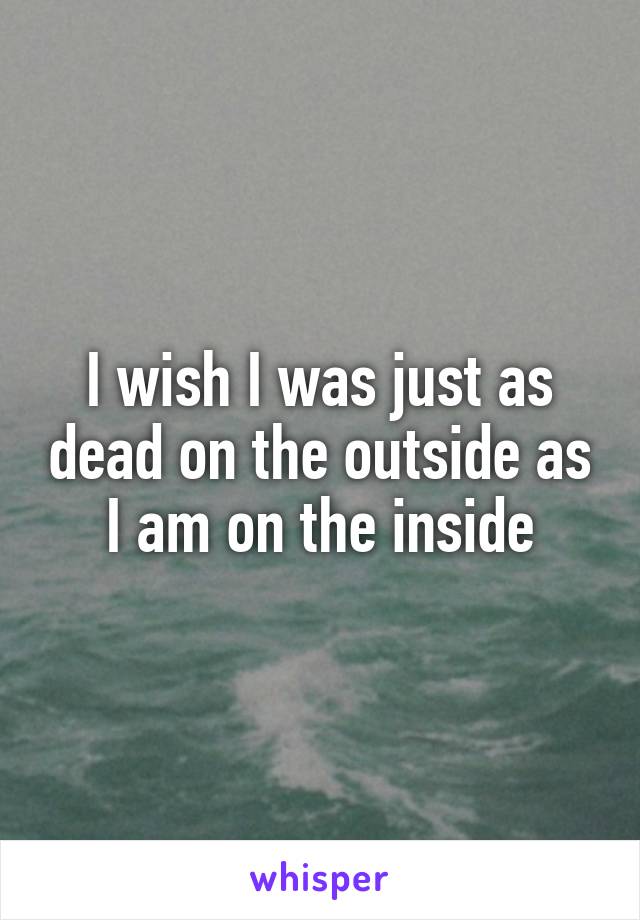 I wish I was just as dead on the outside as I am on the inside