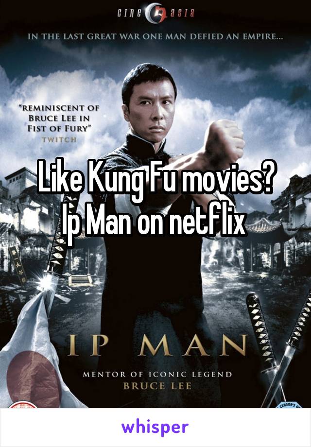 Like Kung Fu movies?
Ip Man on netflix 
