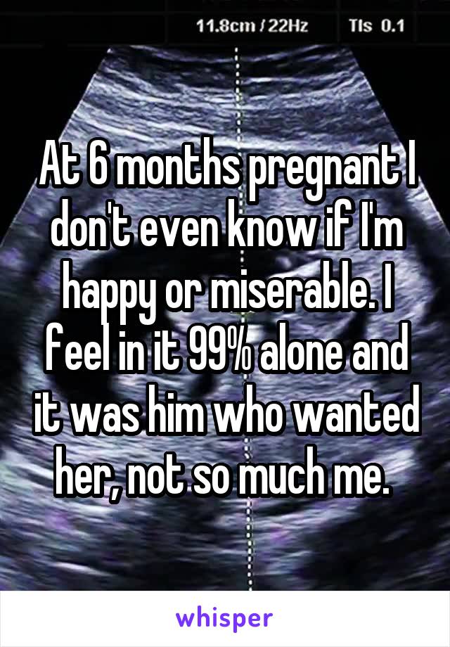 At 6 months pregnant I don't even know if I'm happy or miserable. I feel in it 99% alone and it was him who wanted her, not so much me. 