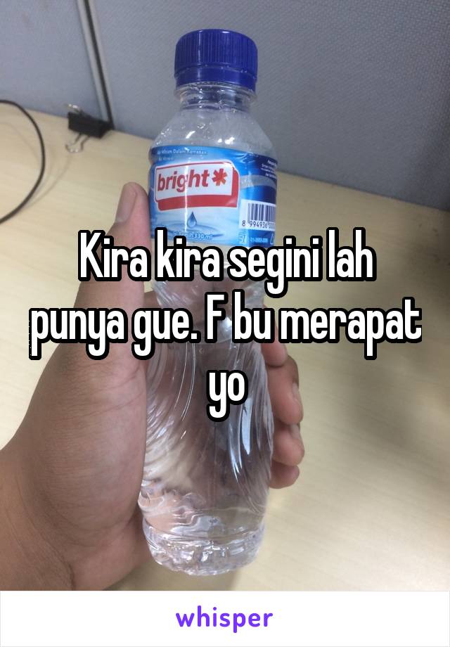 Kira kira segini lah punya gue. F bu merapat yo