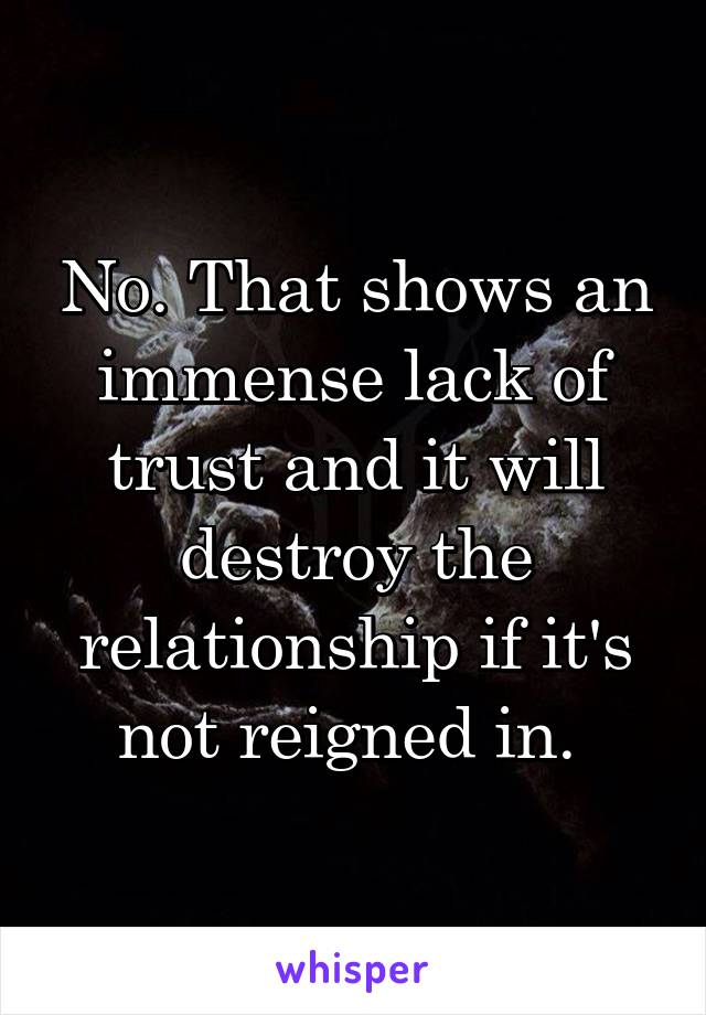 No. That shows an immense lack of trust and it will destroy the relationship if it's not reigned in. 