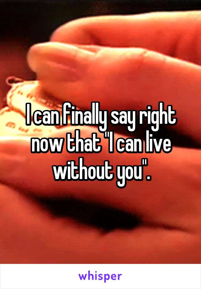 I can finally say right now that "I can live without you".