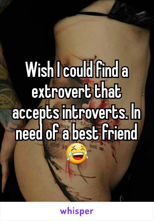 Wish I could find a extrovert that accepts introverts. In need of a best friend 😂