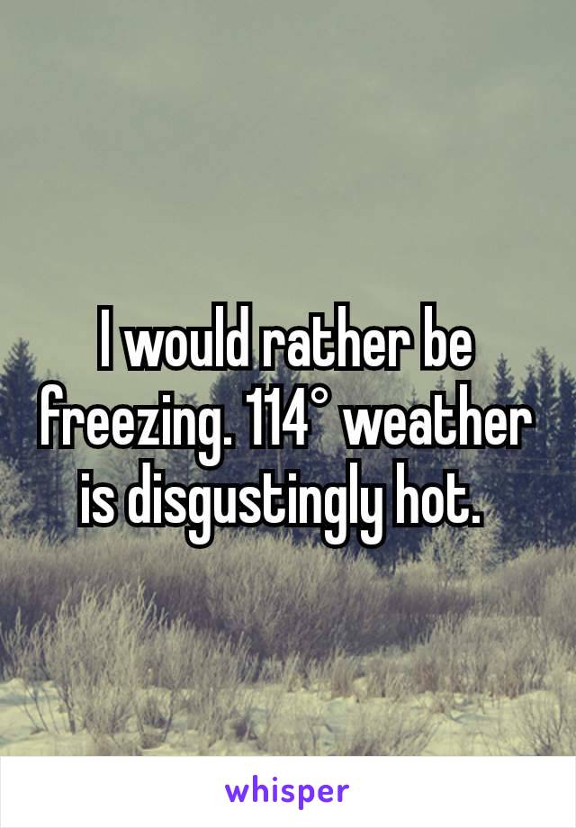 I would rather be freezing. 114° weather is disgustingly hot. 