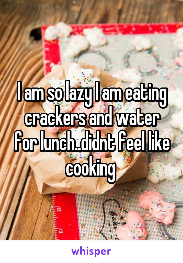 I am so lazy I am eating crackers and water for lunch..didnt feel like cooking 