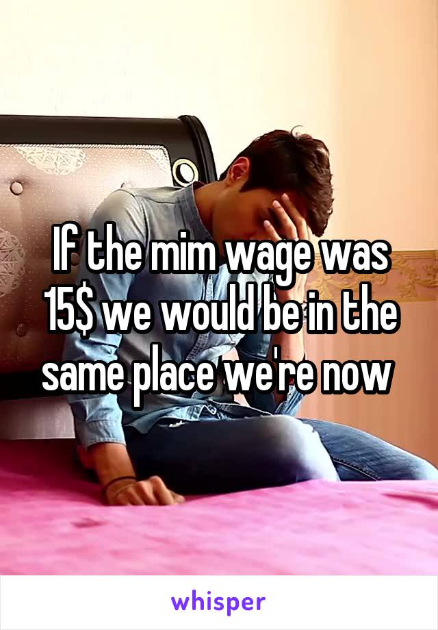 If the mim wage was 15$ we would be in the same place we're now 