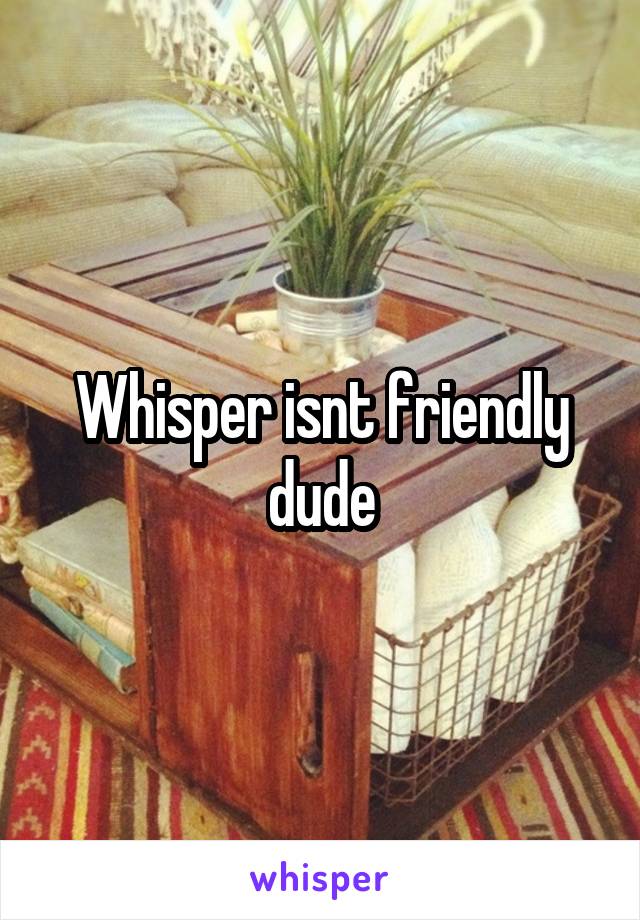 Whisper isnt friendly dude