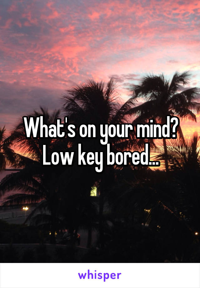 What's on your mind? Low key bored...