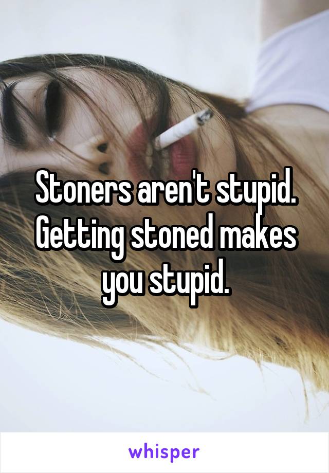 Stoners aren't stupid. Getting stoned makes you stupid.