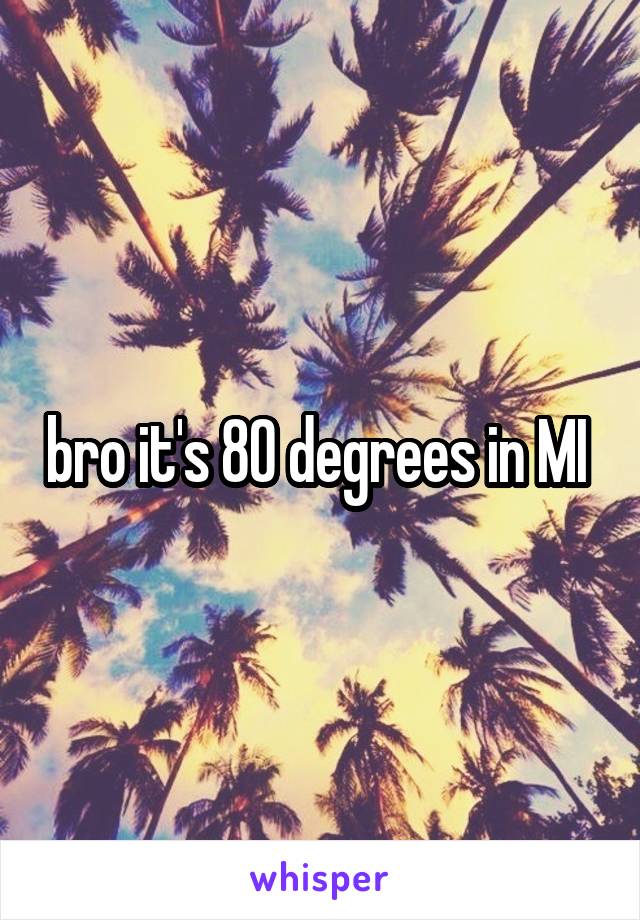 bro it's 80 degrees in MI 