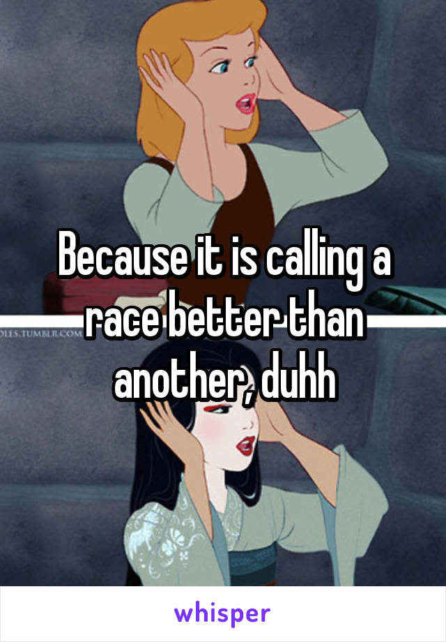 Because it is calling a race better than another, duhh