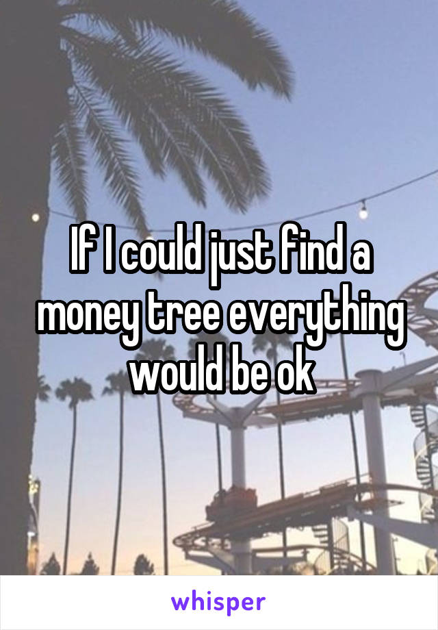 If I could just find a money tree everything would be ok