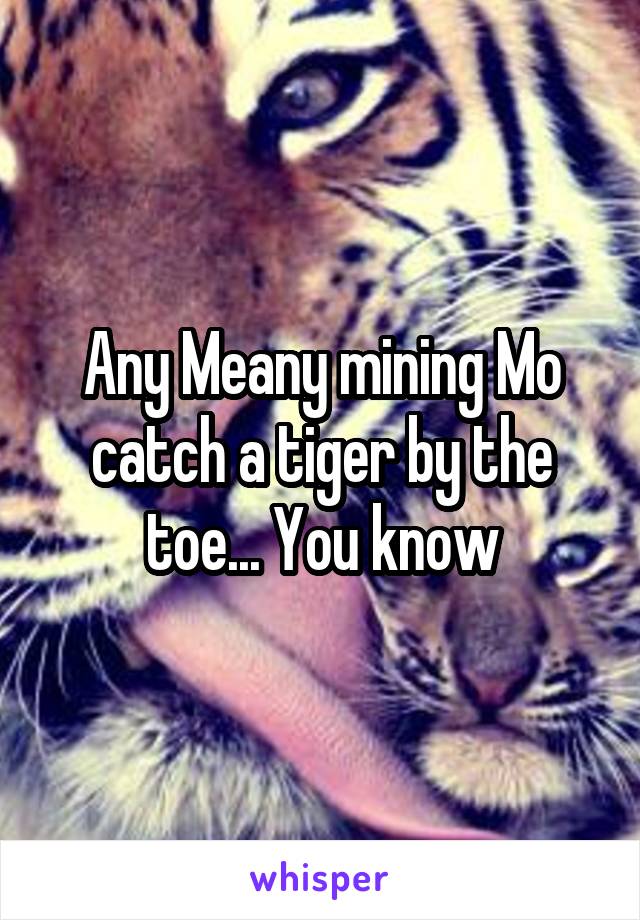 Any Meany mining Mo catch a tiger by the toe... You know
