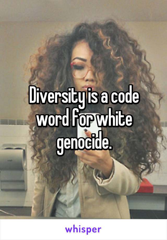 Diversity is a code word for white genocide.