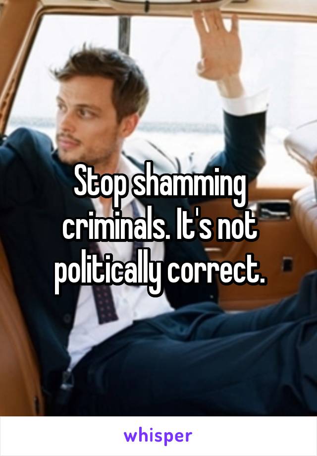 Stop shamming criminals. It's not politically correct.