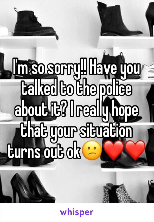 I'm so sorry!! Have you talked to the police about it? I really hope that your situation turns out ok😕❤️❤️