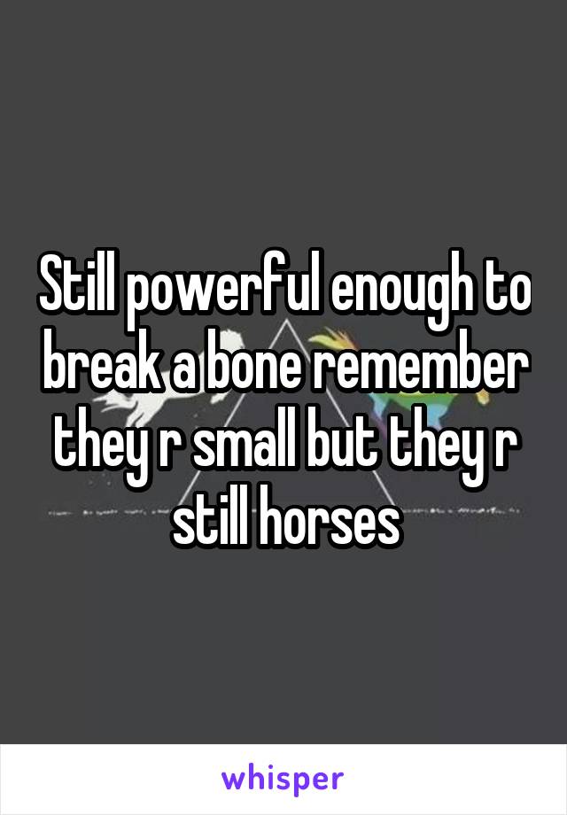 Still powerful enough to break a bone remember they r small but they r still horses