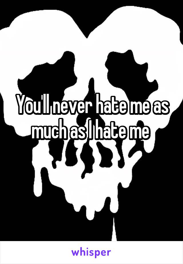 You'll never hate me as much as I hate me 
