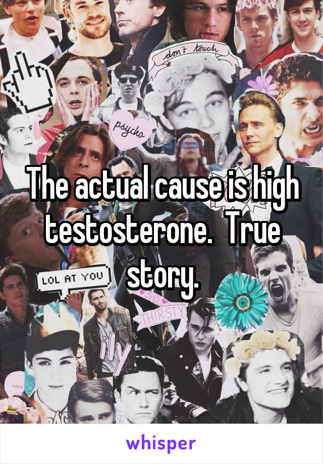 The actual cause is high testosterone.  True story.