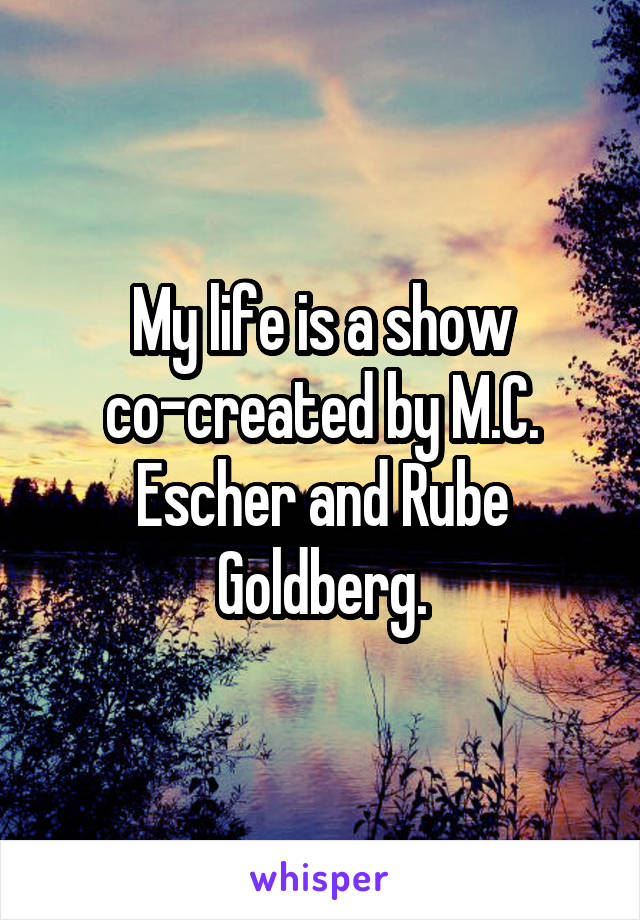 My life is a show co-created by M.C. Escher and Rube Goldberg.