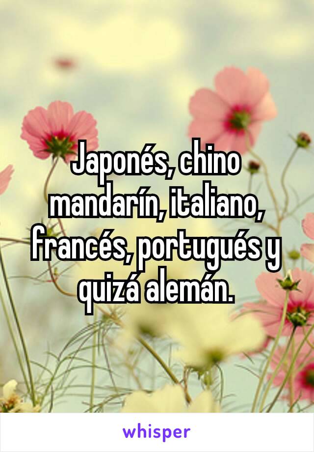 Japonés, chino mandarín, italiano, francés, portugués y quizá alemán.