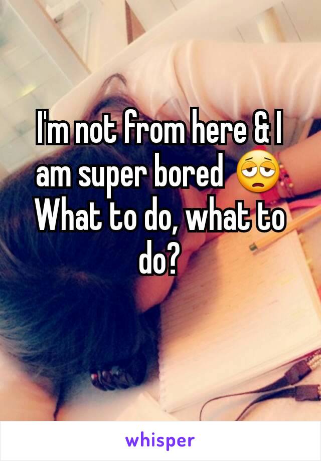 I'm not from here & I am super bored 😩 What to do, what to do?