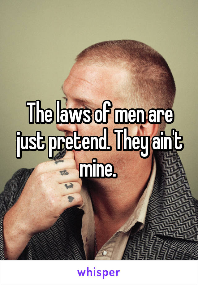 The laws of men are just pretend. They ain't mine. 