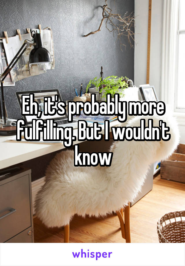 Eh, it's probably more fulfilling. But I wouldn't know