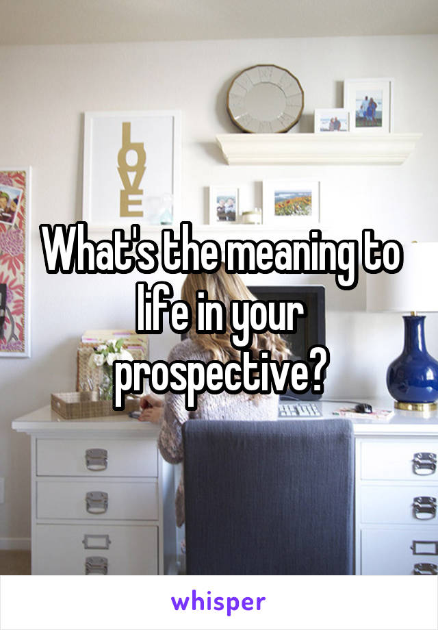 What's the meaning to life in your prospective?