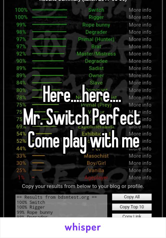 Here....here.... 
Mr. Switch Perfect 
Come play with me