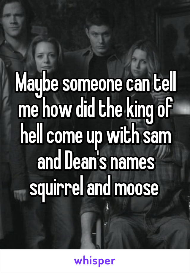 Maybe someone can tell me how did the king of hell come up with sam and Dean's names squirrel and moose 