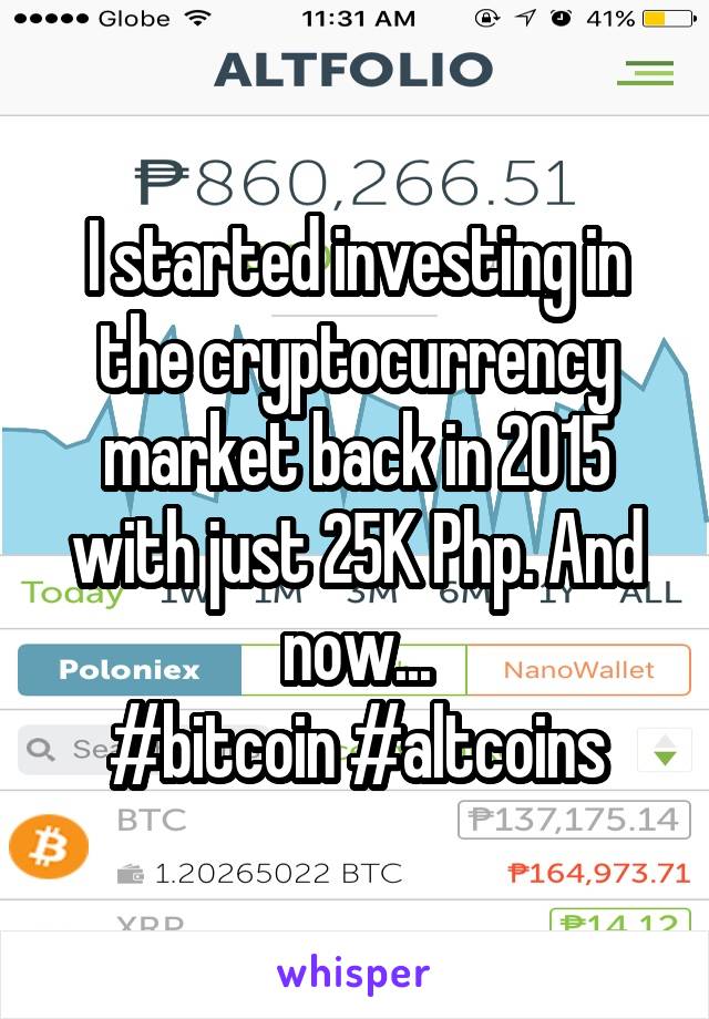 I started investing in the cryptocurrency market back in 2015 with just 25K Php. And now...
#bitcoin #altcoins