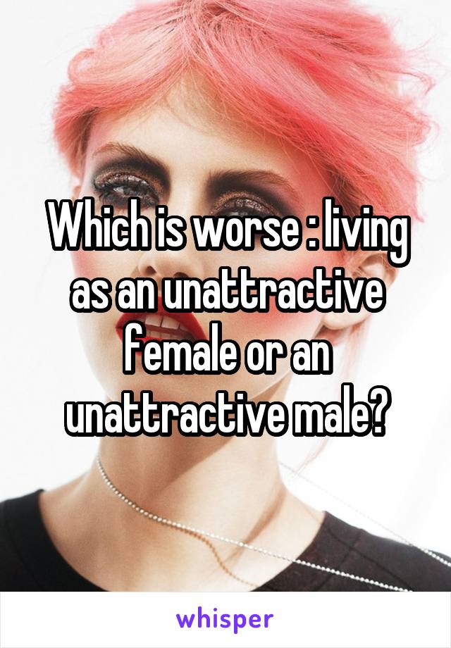 Which is worse : living as an unattractive female or an unattractive male?