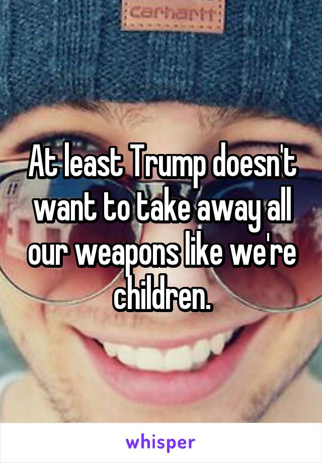 At least Trump doesn't want to take away all our weapons like we're children.