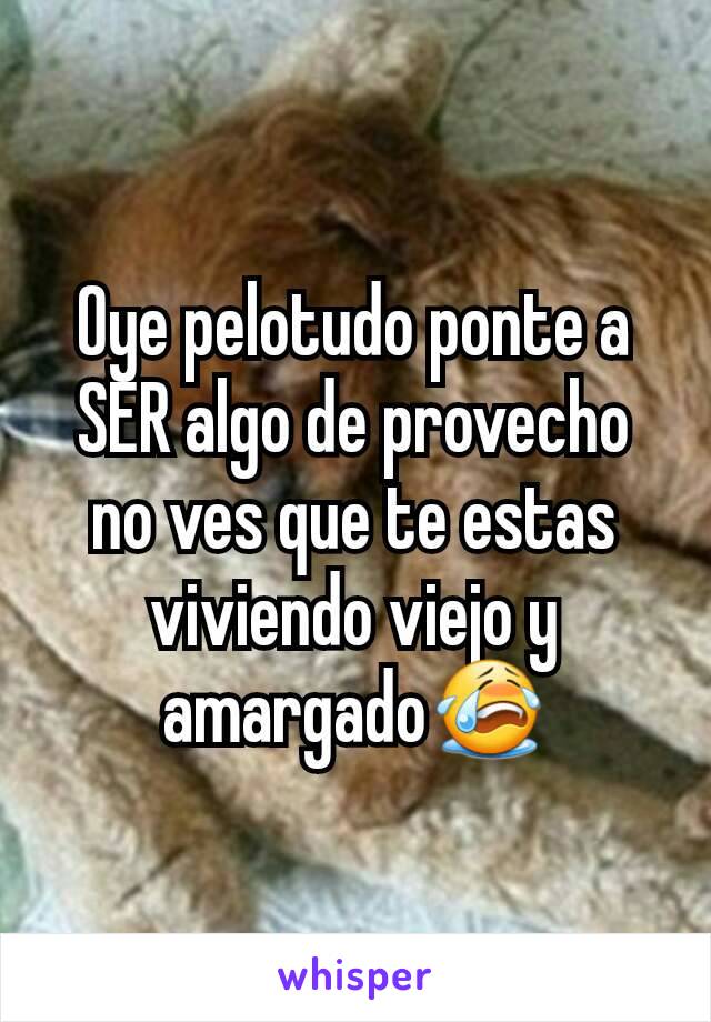 Oye pelotudo ponte a SER algo de provecho no ves que te estas viviendo viejo y amargado😭