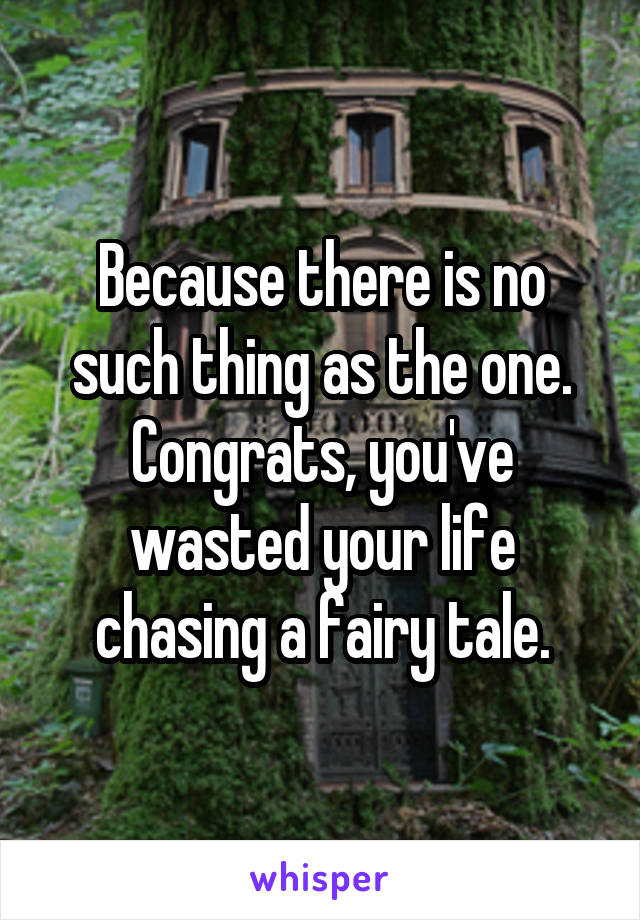 Because there is no such thing as the one. Congrats, you've wasted your life chasing a fairy tale.