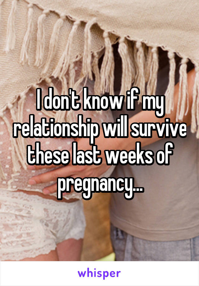 I don't know if my relationship will survive these last weeks of pregnancy...